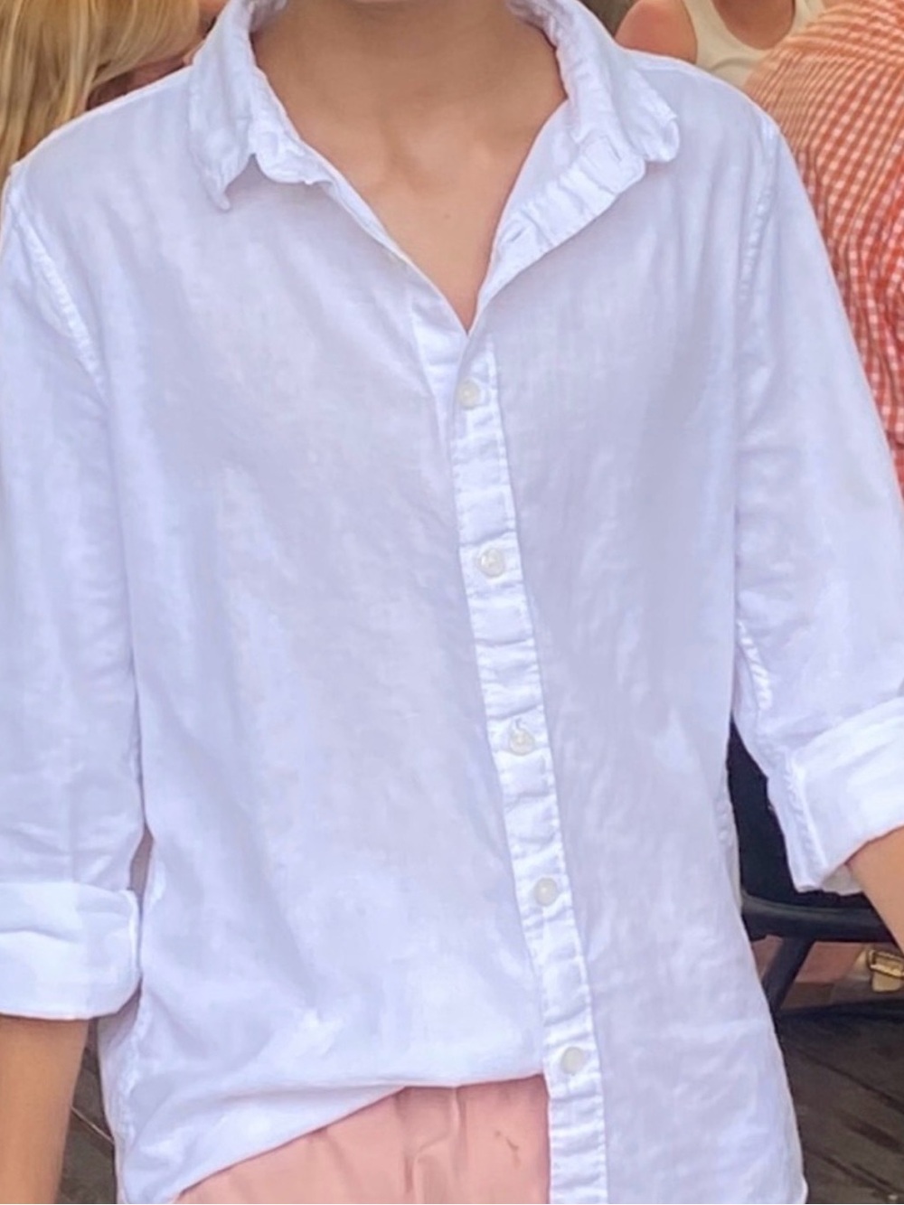 Mango White Linen blend Button Shirt, Boy's size 10-12